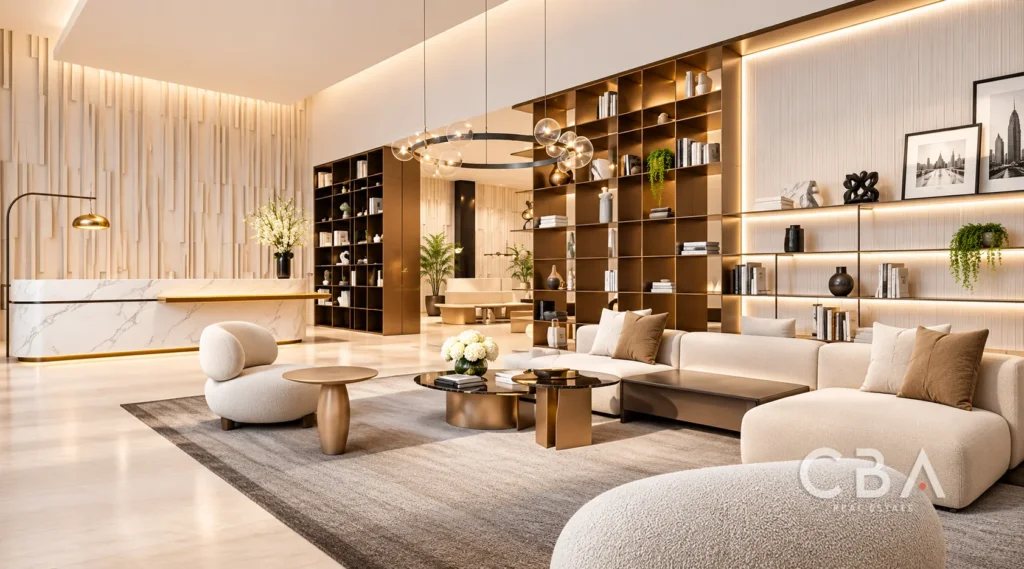 Luxurious Warm-Toned Hotel Lounge