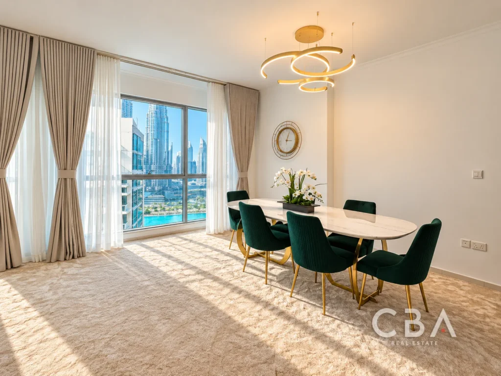 Luxury Dining Room with City Skyline Views