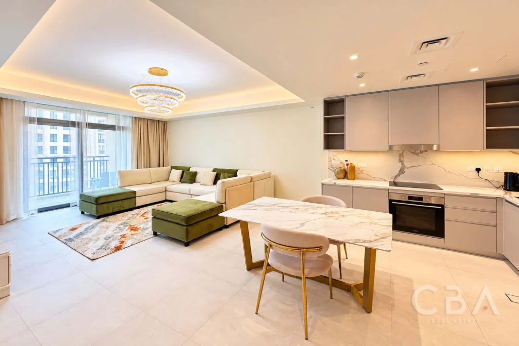 Modern Beige and Gold Open-Plan Interior
