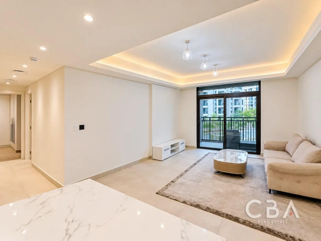 Modern Neutral Living Room with Balcony View