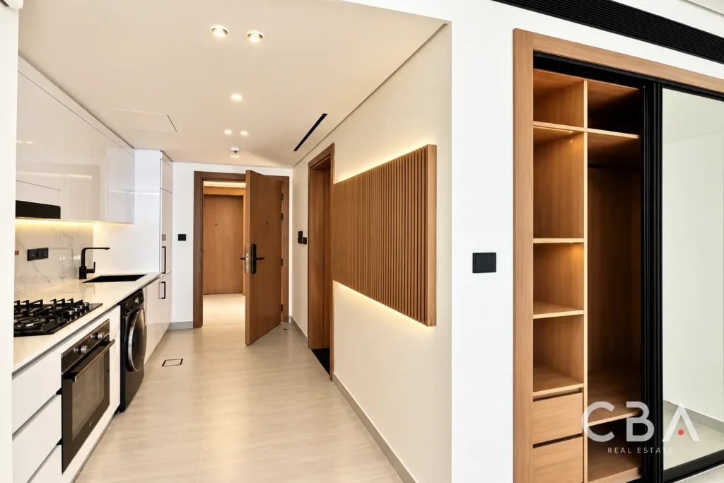 Modern Wood-Accented Apartment Corridor