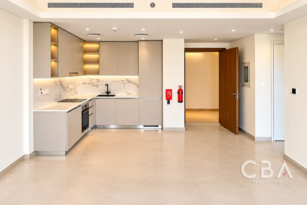 Serene Modern Kitchen with Fire Safety Accents