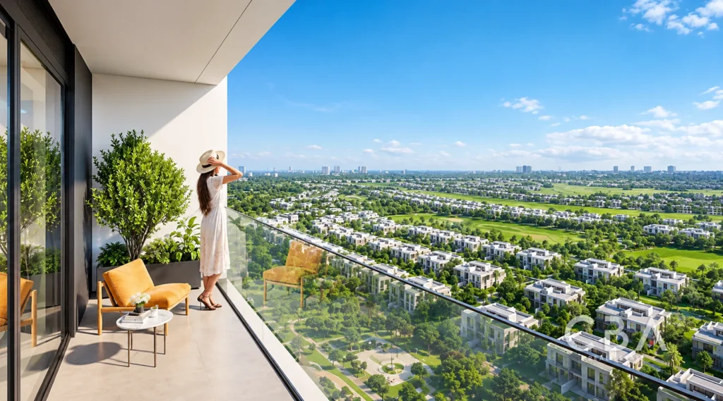 Sunny Balcony Overlooking a Green Suburb