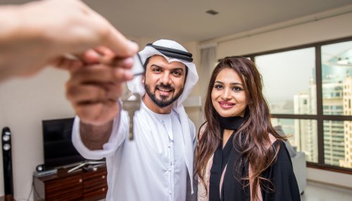 Arabian couple at home Happy arabic couple of lovers at home